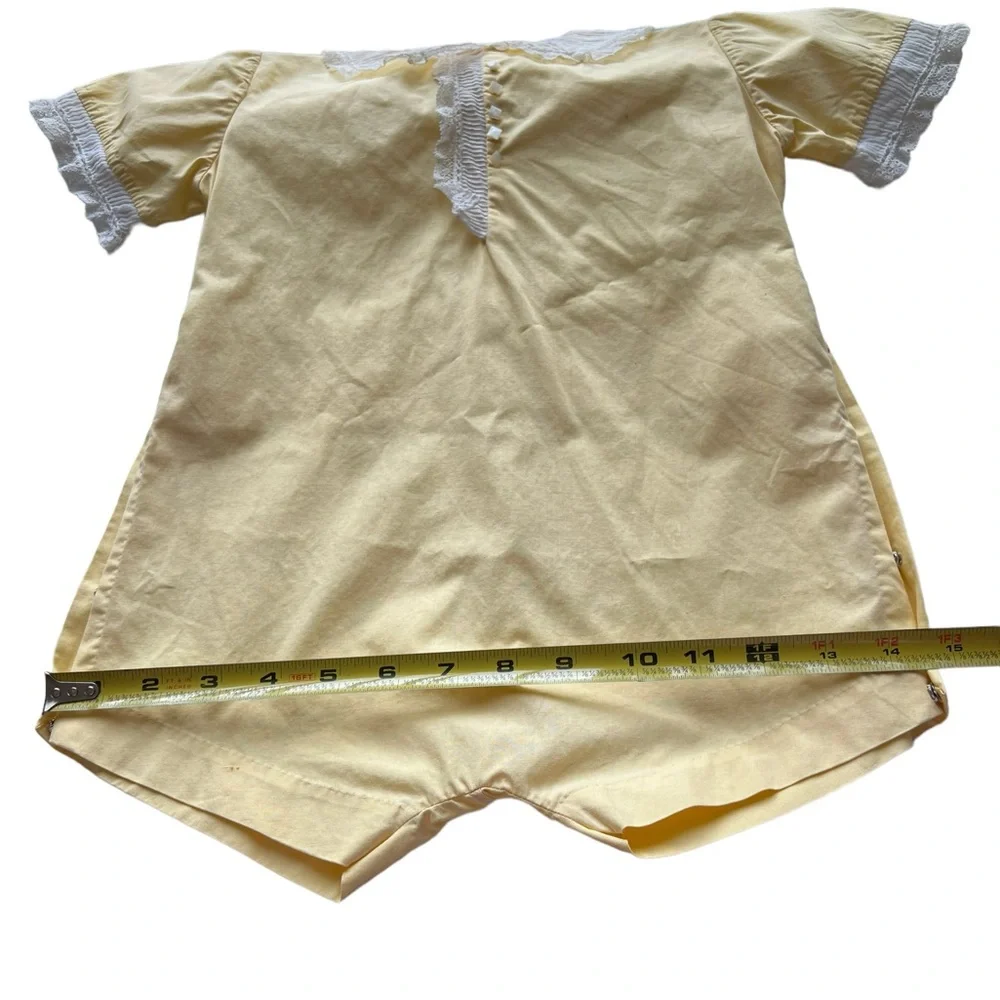 Miss L. Brogan Inc. New York Vintage Yellow Lace Cotton Romper Pearl Button Snap - Picture 12 of 15